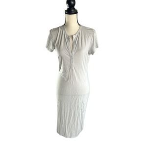 Standard James Perse Split Neck T-Shirt Dress Size 1 S in grey NWT